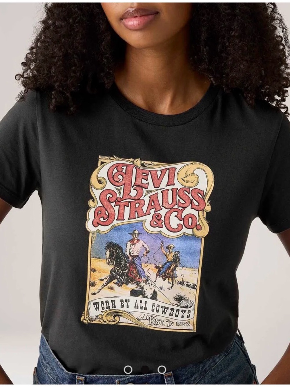 Levi's The Perfect Tee Western Rodeo Black Graphic T-Shirt Size Medium